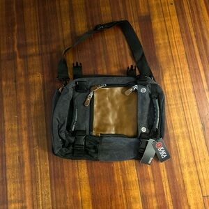 Kaka Black and Brown Messenger Bag
